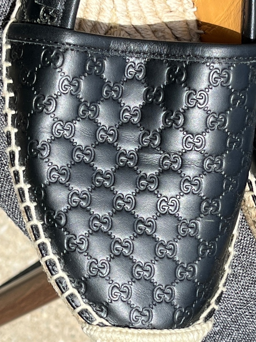 Gucci Microguccissima Signature Espadrilles 37 7 7.5 Calfskin Black Leather Shoe - Picture 9 of 16